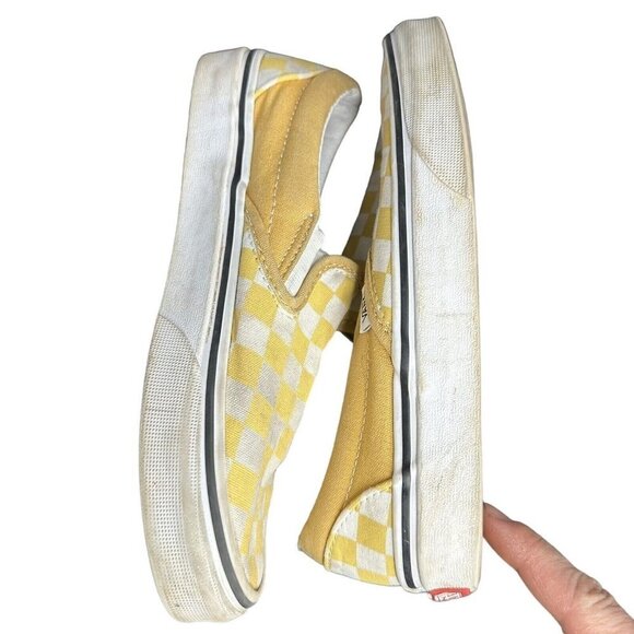 VANS Slip-On Yellow Sz 5.5 Women 4 Men’s Canvas Checkered Loafers - Picture 9 of 11